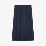 Saia Tempest Azul-Noite em Flanela Plissada Assimétrica | SEMICOUTURE