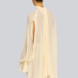 Blusa Renie Ecru em Georgette com Faixa | SEMICOUTURE