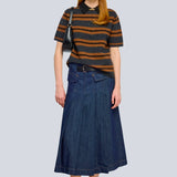 Polo Elsa Riscas Cinza e Preto em Lã | SEMICOUTURE