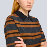 Polo Elsa Riscas Cinza e Preto em Lã | SEMICOUTURE