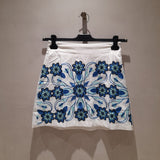 Saia Branca com Bordado em Azul | Violeta Store
