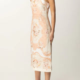 Vestido midi TWINSET em linho com estampado floral