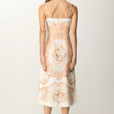 Vestido midi TWINSET em linho com estampado floral