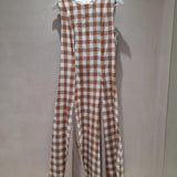Vestido Midi Xadrez em Bege | Violeta Store