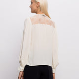 Camisa Branca Jacquard com Renda | TWINSET