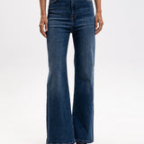 Calças de Ganga Azuis Wide Leg Efeito Desbotado | TWINSET