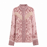 Camisa Kiara Rosa com Franjas em Paisley | CECILIA PRADO
