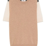 T-shirt em Lã Merino & Caxemira em Camel Cinza | SEMICOUTURE