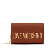 Mala de ombro camel com logo metálico | Love Moschino