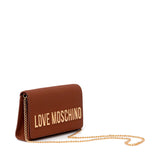 Mala de ombro camel com logo metálico | Love Moschino