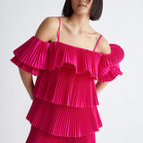 Vestido curto plissado