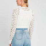 Conjunto cardigan y pantalón crochet blanco Twinset