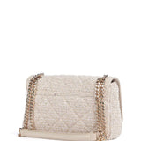 Mala de ombro TWINSET tweed bege com brilhos