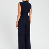 Colete Azul Noite com Bordado | TWINSET