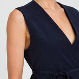 Colete Azul Noite com Bordado | TWINSET