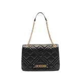Mala de ombro Love Moschino acolchoada em preto com alça de corrente
