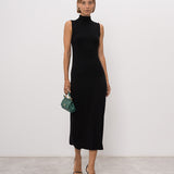 Vestido Longo Preto em Malha com Crochet | TWINSET