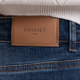 Calças de Ganga Azuis Wide Leg Efeito Desbotado | TWINSET