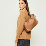 Mala de Ombro camel com fecho de cordão medium | Liu Jo
