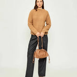 Mala de Ombro camel com fecho de cordão medium | Liu Jo