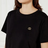 T-Shirt de algodão preta TWINSET com logo metálico