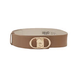 Cinto Liu Jo bege com logo dourado