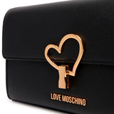 Mala de ombro com detalhe coração em preto | Love Moschino