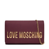 Mala de ombro em bordeaux com logo metálico | Love Moschino