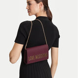 Mala de ombro em bordeaux com logo metálico | Love Moschino