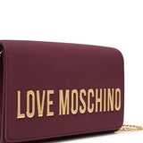 Mala de ombro em bordeaux com logo metálico | Love Moschino