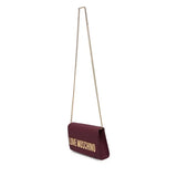 Mala de ombro em bordeaux com logo metálico | Love Moschino