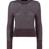 Camisola de malha Nenette bordeaux com lurex azul