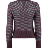 Camisola de malha Nenette bordeaux com lurex azul