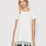 T-Shirt branca TWINSET com aplicação de renda na bainha