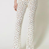 Conjunto cardigan y pantalón crochet blanco Twinset