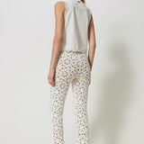 Conjunto cardigan y pantalón crochet blanco Twinset