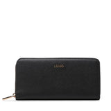 Porta-moedas LIU JO em preto com fecho de correr tamanho grande