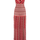 Vestido longo de festa Nenette em malha zig zag vermelho