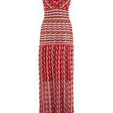 Vestido longo de festa Nenette em malha zig zag vermelho