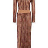 Vestido Nenette em malha camel e vermelho