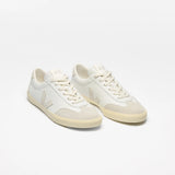 Ténis Veja branco com logo a cinza | Volley Leather White Natural