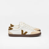 Ténis Veja branco com logo a kaki | Volley Leather Tent Bark