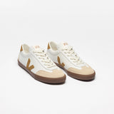 Ténis Veja branco com logo a kaki | Volley Leather Tent Bark